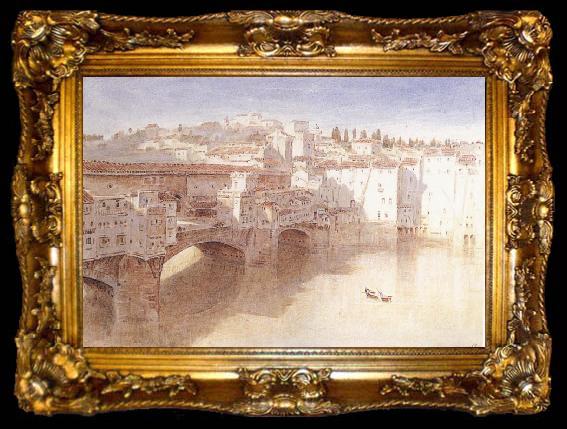 framed  Albert goodwin,r.w.s Ponte Vecchio Florence, ta009-2
